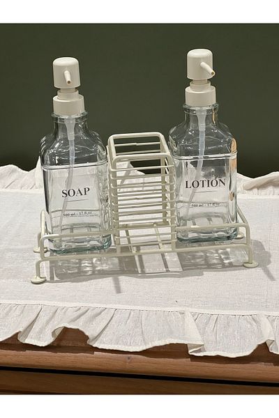 may home design 2-Piece Cream Stand Soap Dish Glass Set