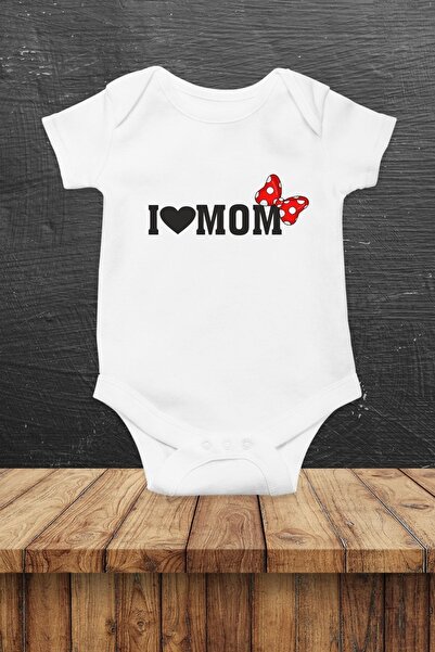 Hediyenza بدلة أطفال مطبوع عليها عبارة "I Love Mom