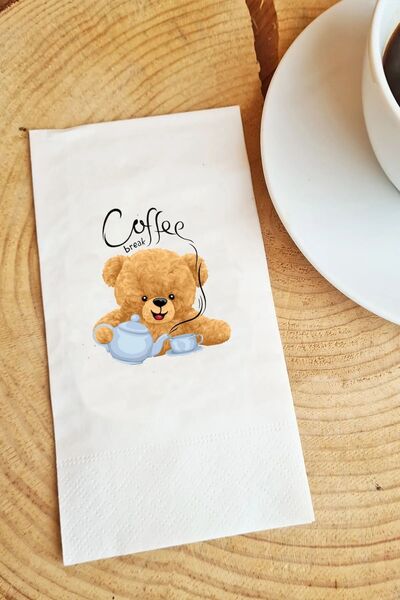Hediyenza Teddy Bear Ayıcıklı Kahve Coffee Sunum Peçetesi 20li