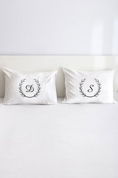 Hediyenza Çift Kişilik Harfli Dekoratif Yastık Kılıfı 50x70 Cm - Beyaz