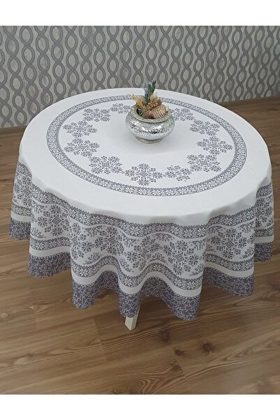 WENESSİ مفرش طاولة مستدير من نسيج البوليستر المطبوع كليم (150×0سم)