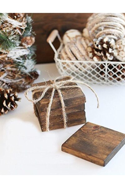 BUPA حاملات أكواب خشبية مربعة - 4 قطع