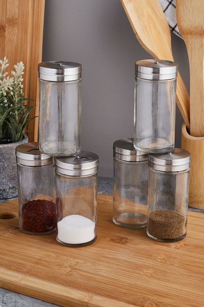 Perotti 13671 Model Simplico 6 Pieces - Salt Bowl, Pepper Bowl and Spice Bowl Set 125 ml Glass