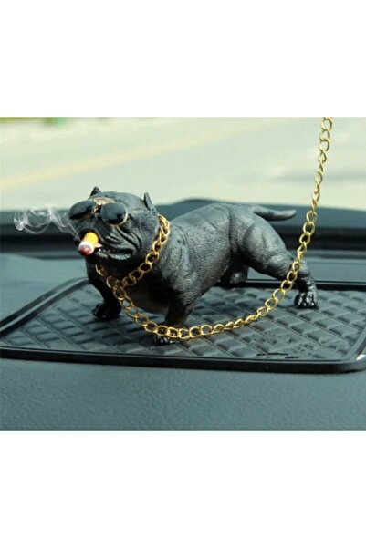 Garage312 Araba Içi Torpido Üstü Siyah Simülasyon Pitbull Köpek Dekorasyon