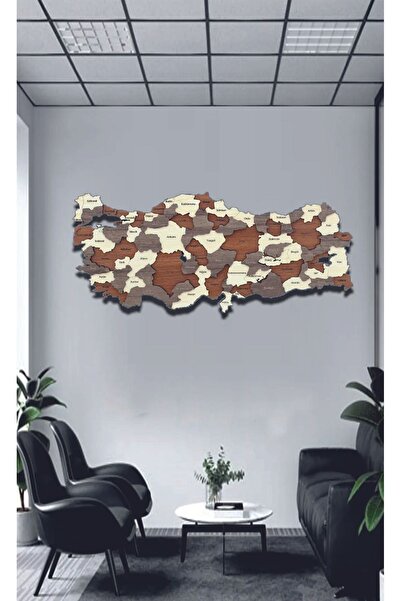 Sipylum 3 Boyutlu Ahşap Dekoratif Türkiye Haritası Duvar Dekoru (BÜYÜK BOY)