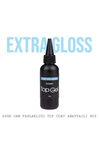 RONIKI Top Coat Extra Parlak - No Wipe - Avantajlı Boy 60gr