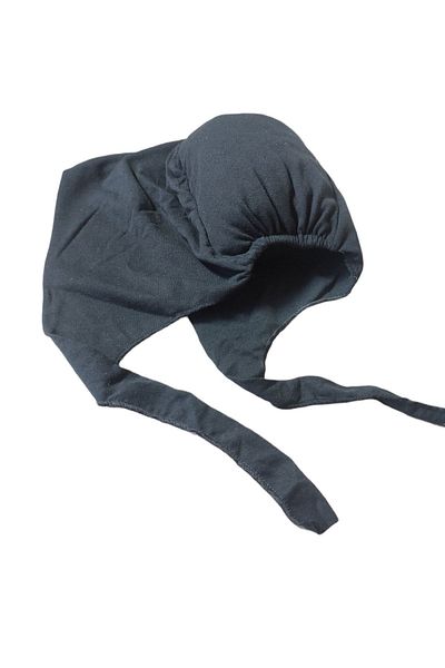 Tergek Filled Black Seamless Front Inner Cotton Lace-up Sponge Hijab Scarf Shawl Bonnet