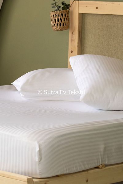 sutra 100% Cotton Satin Double Fitted Sheet Set Large Size