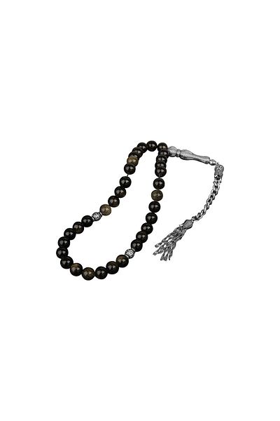 OSMANLI DOĞAL TAŞ Golden Obsidian Natural Stone Rosary 33Pcs - 8mm
