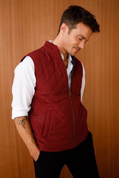 Desen Triko Men's Classic Quilted Vest Claret Red
