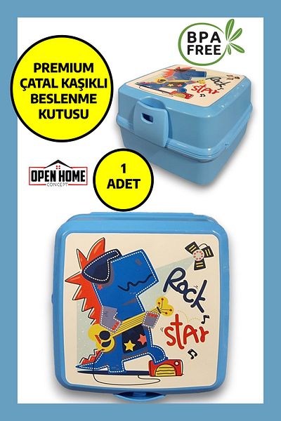 Open Home Concept Rock Star Blue Premium Lunch Box - 4 Compartments