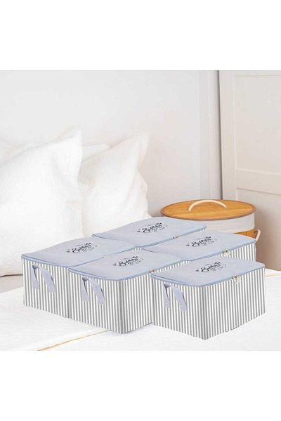 Textile sweet Set of 5 Small Size Gray Striped Base Socks Bag 30x22x18