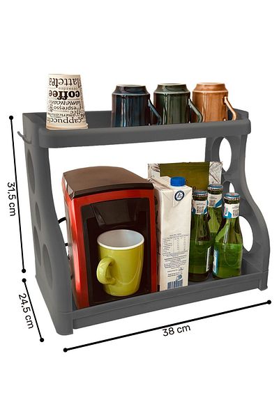 Trend Maison Gray Countertop 2-Tier Spice Rack Organizer - Tea Coffee Organizer