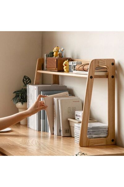 katasarım Modern Masa Üstü Kitaplık 1. Sınıf Masif Doğal Ahşaptan Üretilmiştir