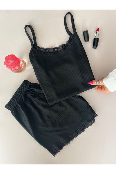 WALJA Set de pijamale cu bretele din snur cu pantaloni scurți din velur