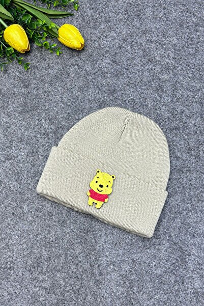 MYADA Beretă Copii Tricotaj Bej - Cu Accesorii Poo Stil