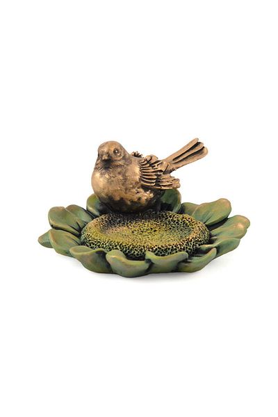 Cemile Green Crescent Flower Bird on a Plate 7cm