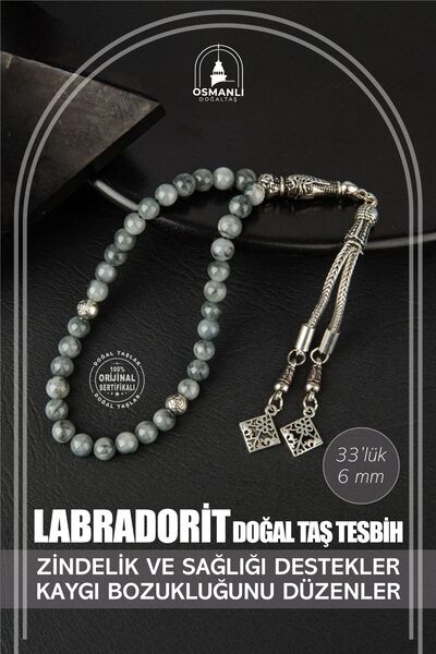 OSMANLI DOĞAL TAŞ Labradorit Doğal Taş Tesbih 33 lük - 6mm