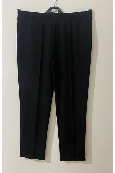 GÖKÇEGYM Plus Size Combed Cotton Mother's Trousers - Elastic Waist, Large Oversize