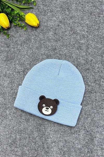 MYADA Beretă pentru copii din tricotaje albastre - cu accesorii pentru urs în stil