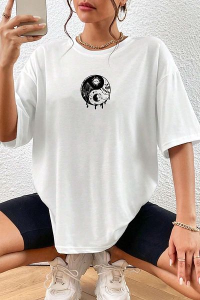 uyguntarz Μπλουζάκι Unisex με στάμπα Yin & Yang