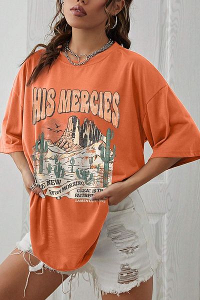 uyguntarz Übergroßes Unisex-T-Shirt mit „His Mercies“-Aufdruck