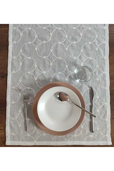 PİKKO HOME 53*132 εκ. Κρεμ Χρώμα Κεντημένο Πολυεστέρα