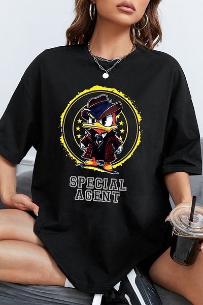 uyguntarz Μπλουζάκι Unisex Special Agent Printed Oversize