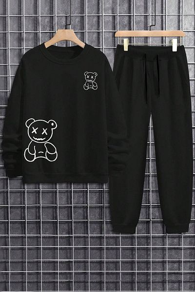 uyguntarz Trainingsanzug-Set mit Draw Bear-Print, Unisex