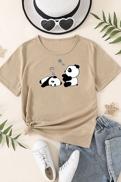 uyguntarz Παιδικό βαμβακερό μπλουζάκι Sleep Panda με στάμπα