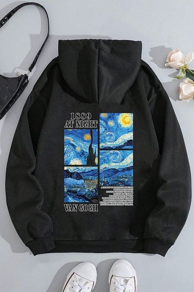 uyguntarz Vangogh Printed - суитшърт с голяма кройка