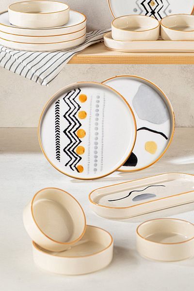 Vienev Axial 14 Piece Stackable Breakfast Set Presentation Plate