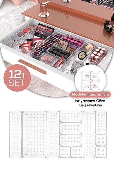 Vienev 12-Piece In-Cabinet - In-Drawer Jewelry Makeup Organizer