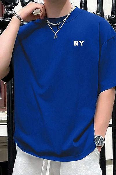 uyguntarz Übergroßes T-Shirt mit Ny-Print für Herren