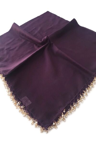 BENLİ وشاح ذهبي مطرز باللؤلؤ للكتابة 100x100 سم