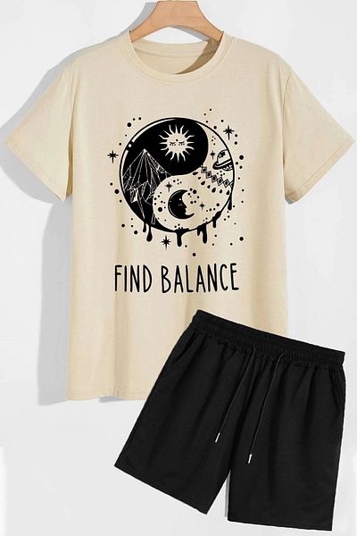 trendypassion Σετ αθλητικής φόρμας T-shirt Ying Yang