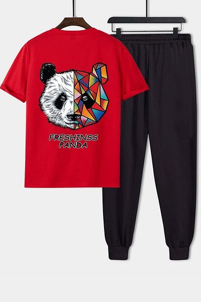 uyguntarz Unisex Panda Printed 2-Piece Tracksuit Set