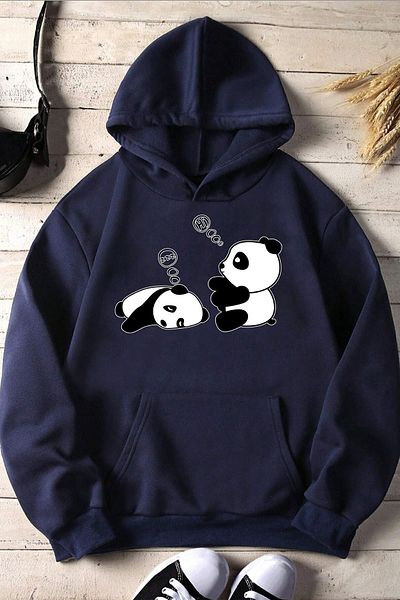 uyguntarz Унисекс голям суичър с щампа Panda