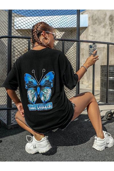 trendypassion T-Shirt mit Schmetterlings-Rückendruck