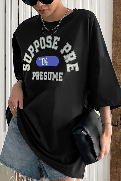 uyguntarz Unisex Υποθέστε προεκτυπωμένο μπλουζάκι μεγάλου μεγέθους