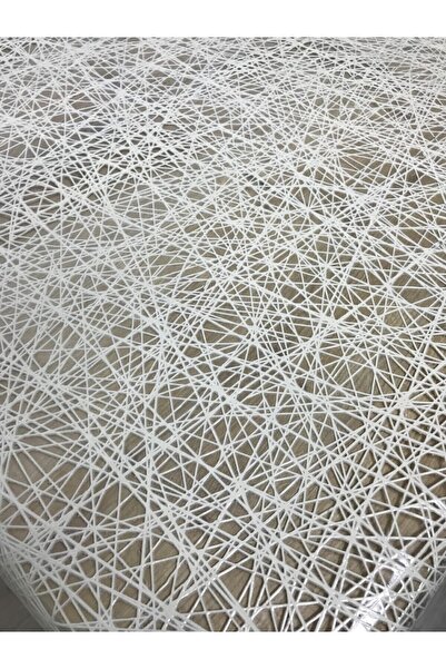 Genel Markalar Iplik Desen Hasır Pvc Şeffaf Kaplamalı Lüks Muşamba Masa Örtüsü Krem