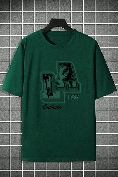 uyguntarz Men's La California 1987 Printed Oversize T-shirt
