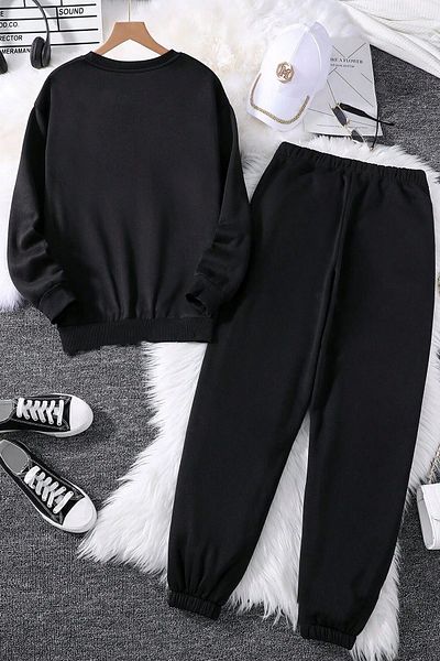 uyguntarz Unisex-Trainingsanzug-Set mit Herz-Aufdruck