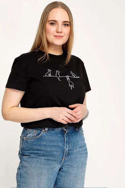 uyguntarz Μπλουζάκι Unisex Cat Printed Oversize
