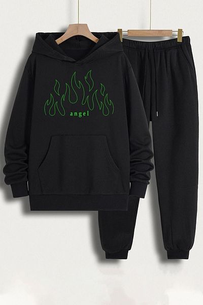 uyguntarz Σετ φόρμας Unisex Green Angel με στάμπα