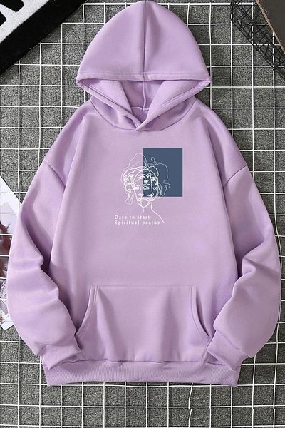 uyguntarz Unisex-Sweatshirt mit Minimal-Linienzeichnung-Aufdruck