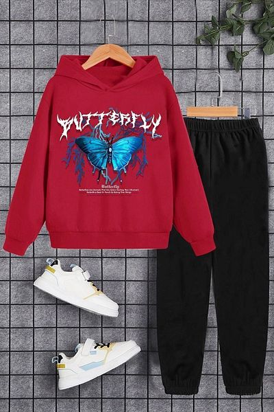 uyguntarz Kids Blue Butterfly Tracksuit Set