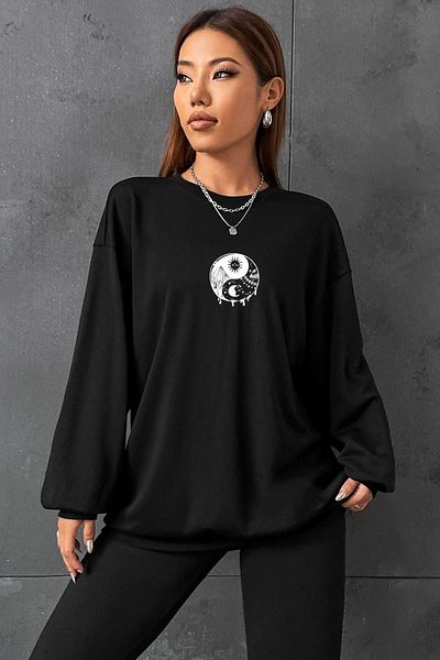 uyguntarz Унисекс суичър с кръгло деколте Yin & Yang