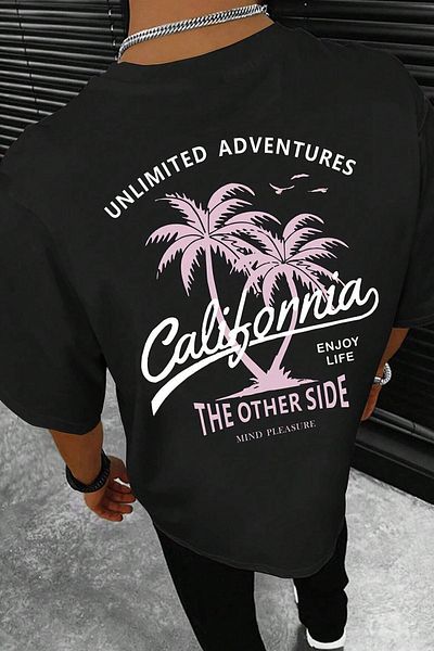 uyguntarz Ανδρικό μπλουζάκι California με στάμπα Oversize