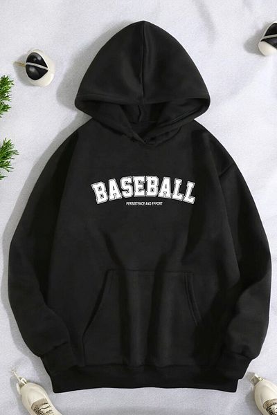 uyguntarz Übergroßes Baseball-Sweatshirt mit Aufdruck